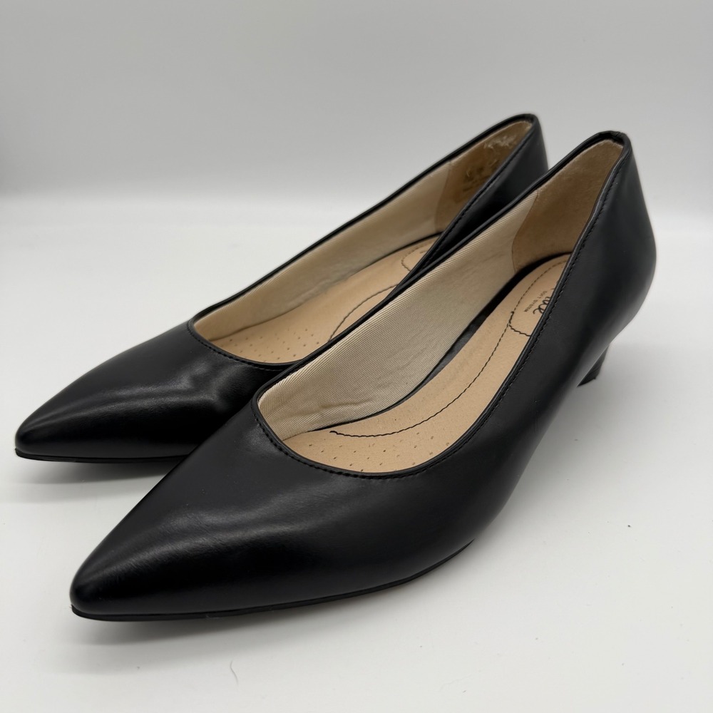 LifeStride Minx Women Black Pointed Toe Kitten Heel Pumps Size 7.5M Classic